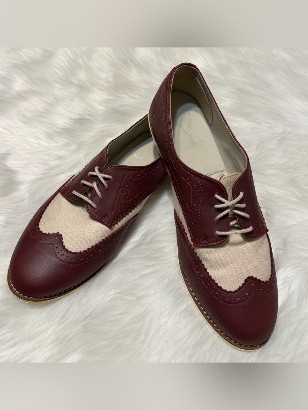 Dr. Martens Polina Burgundy and Cream Leather Oxford